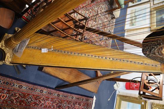 An early Victorian gothic design double action Sebastien Erard giltwood and gesso harp, height 67.5in.